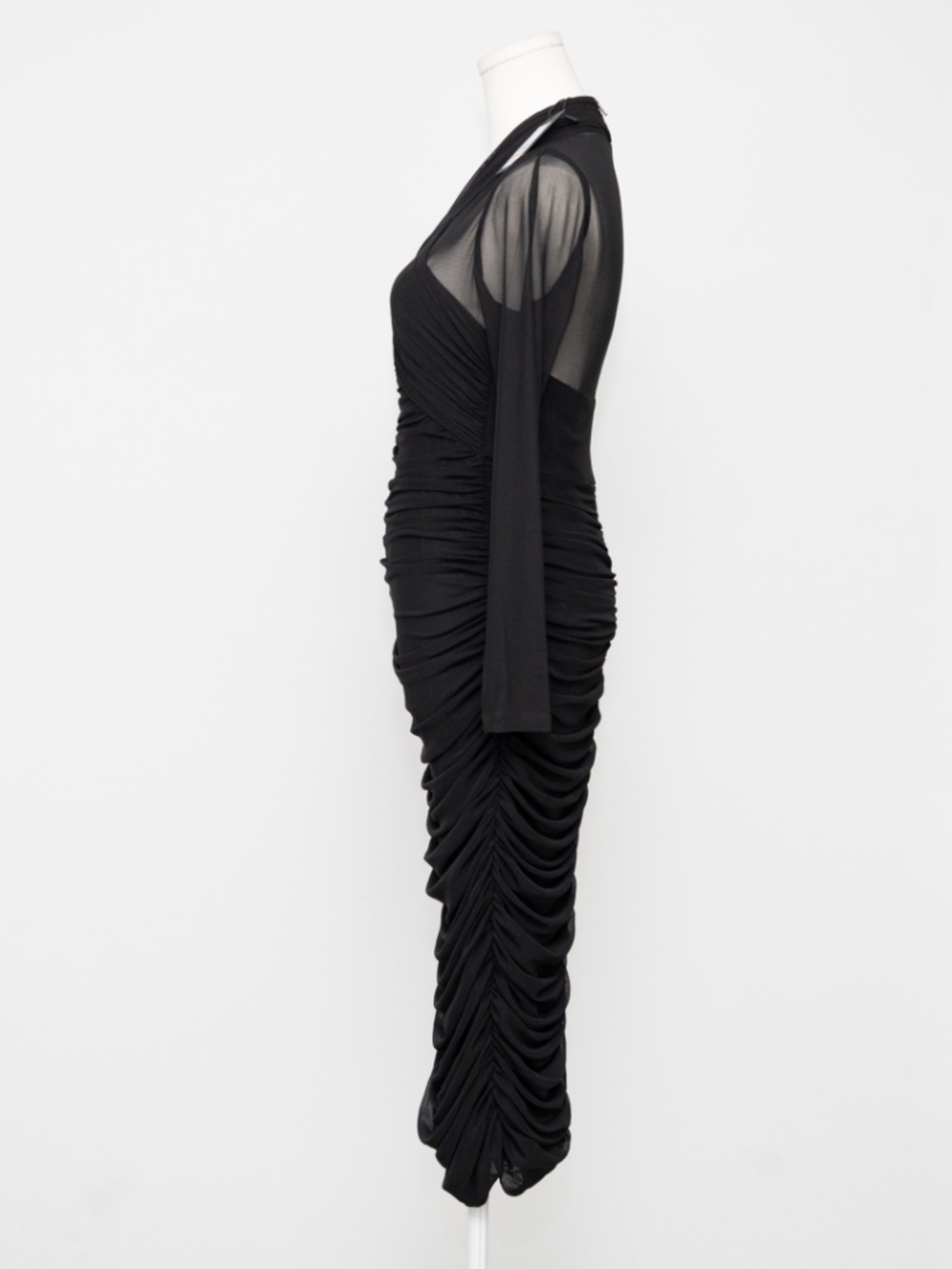 Kenneth Cole - Side Ruched Mesh Bodycon Dress - Picture 6 of 12